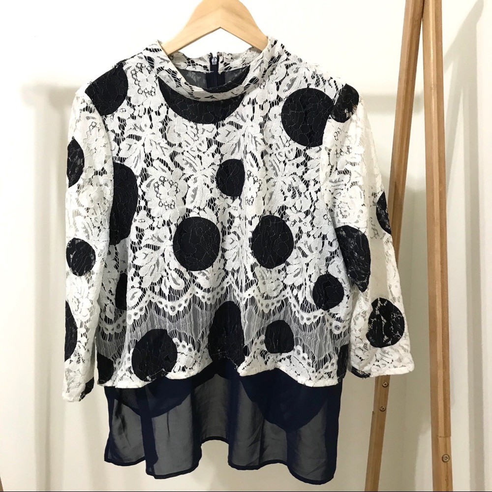 Anthropologie lace and polka dot top